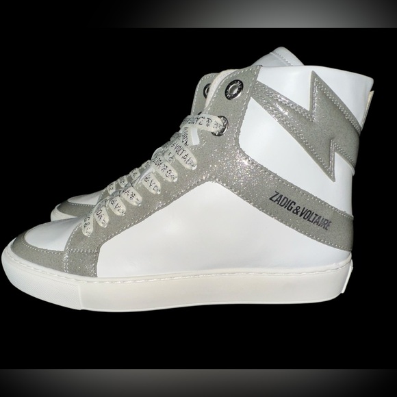 Zadig & Voltaire Women’s High Flash Infinity Patent Silver Leather (38) US 7. - Picture 1 of 13